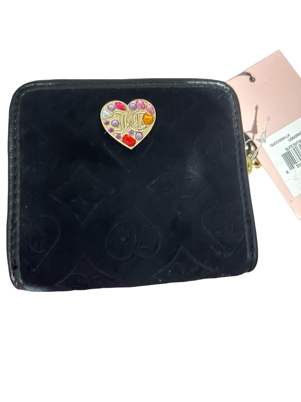 NWT Juicy Couture Black Heart-Embellished Compact Wallet